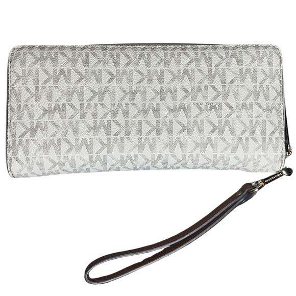 Michael Kors Jet Set Travel Wristlet Wallet MK Logo Zip Around Santiago Leather - Picture 3 of 6